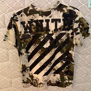 Off-White Camouflage T-Shirt with Black Accents